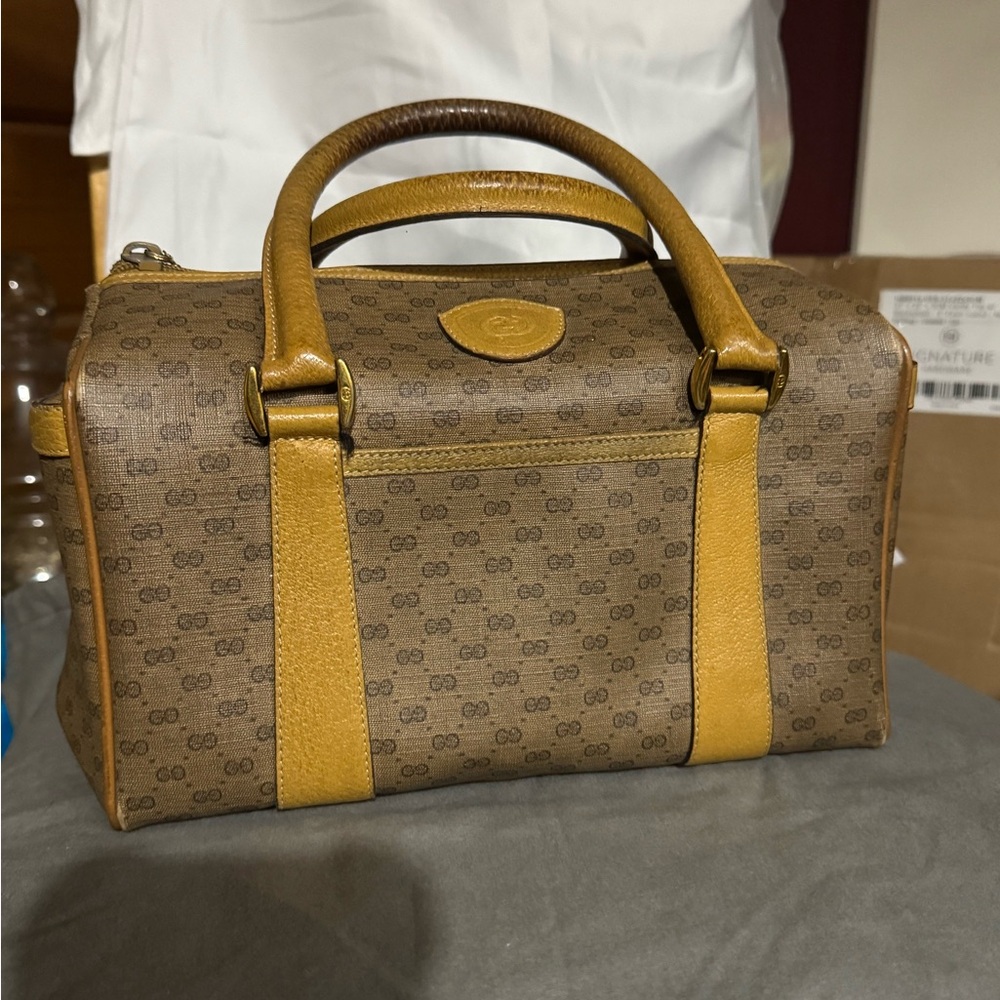Gucci Brown and Tan Duffel Bag